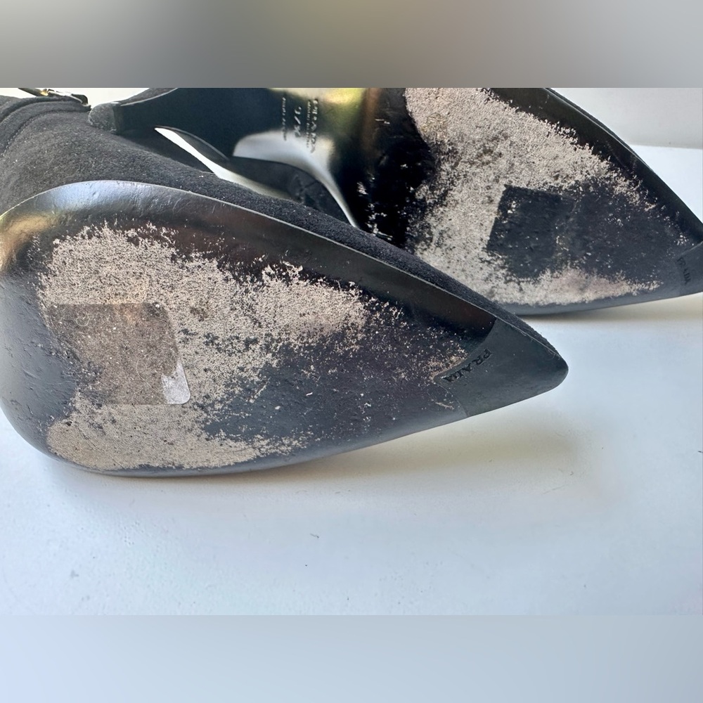 Prada Suede Ankle Boots, black, size 37.5, US 7.5 - Picture 9 of 11